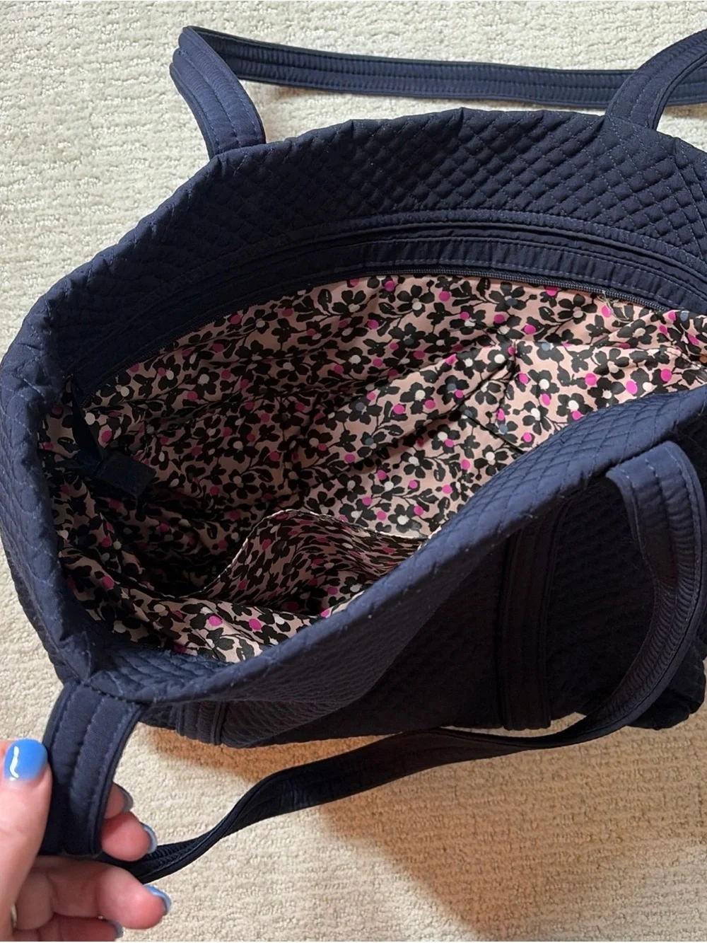 Vera Bradley Quilted Navy Laptop Tote